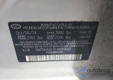 2015 Hyundai Elantra Se z USA, uszkodzony, nr VIN 5NPDH4AE9FH595602